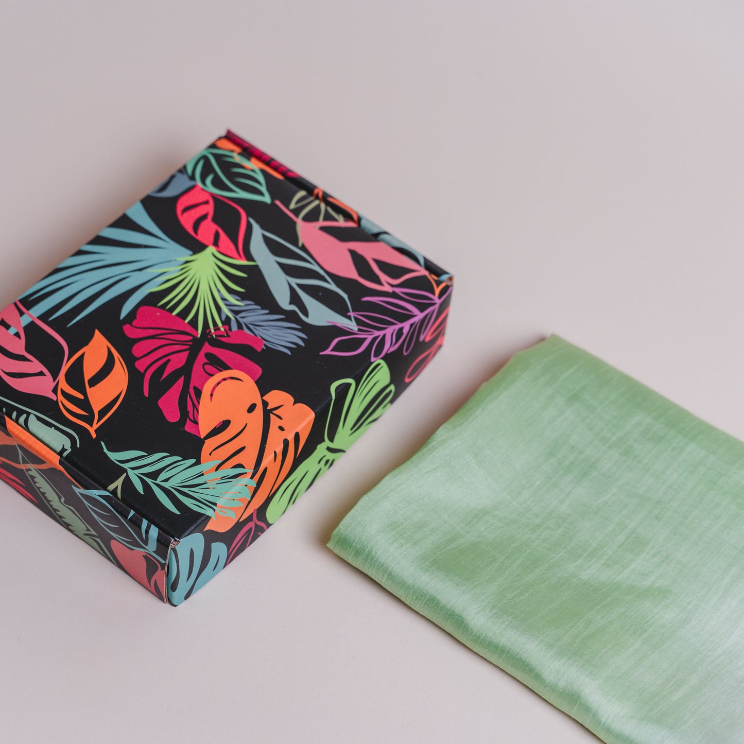 Hand-Dyed Mulberry Silk Scarf – Green & White Ombre | Lightweight Sheer Shawl | Luxury Gift for Women