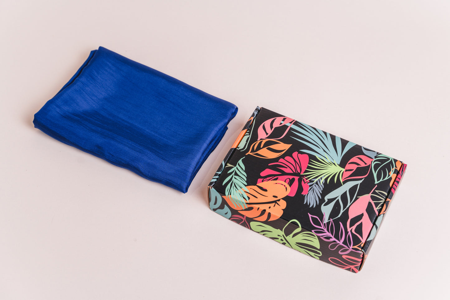 Royal blue mulberry silk scarf, handmade in Vietnam by Silk & Bears artisans