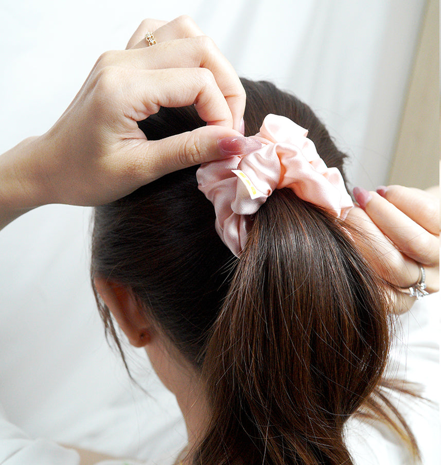 Large Silk Satin Scrunchie Pink