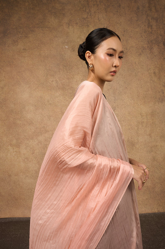 Apricot Pink Mulberry Silk Scarf – Hand-Dyed Sheer Shawl- Lightweight Wrap