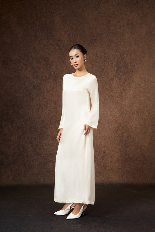 Celeste Ivory Pearl Silk Maxi Dress | Hand-Dyed | Silk & Bears