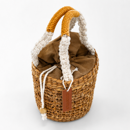 Lotus Mini Bucket Bag – Handwoven Water Hyacinth