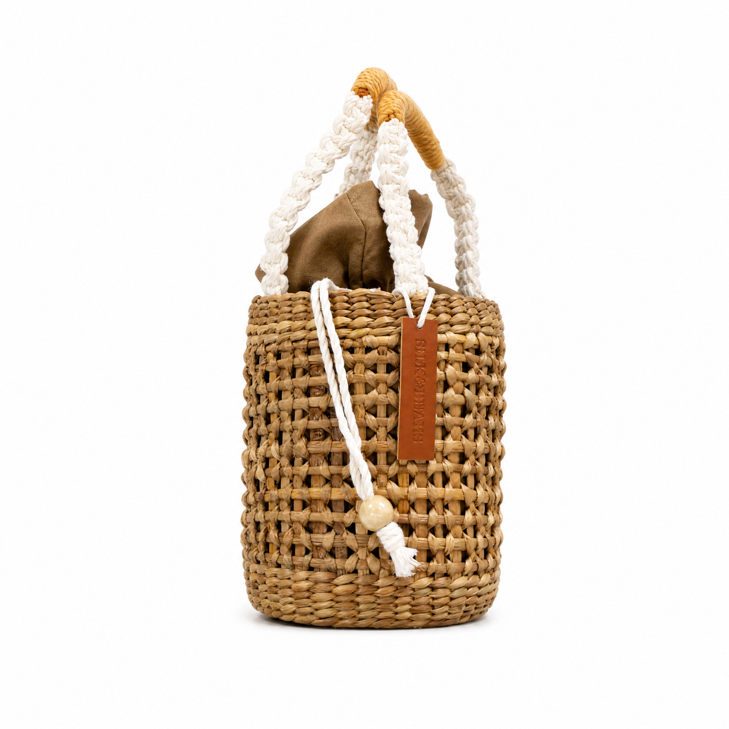Lotus Mini Bucket Bag – Handwoven Water Hyacinth