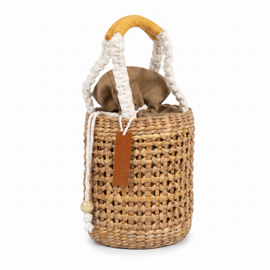 Lotus Mini Bucket Bag – Handwoven Water Hyacinth