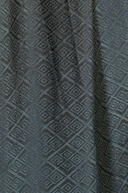 Close-up of Khaki Diamond silk jacquard showing the tonal woven concentric diamond pattern