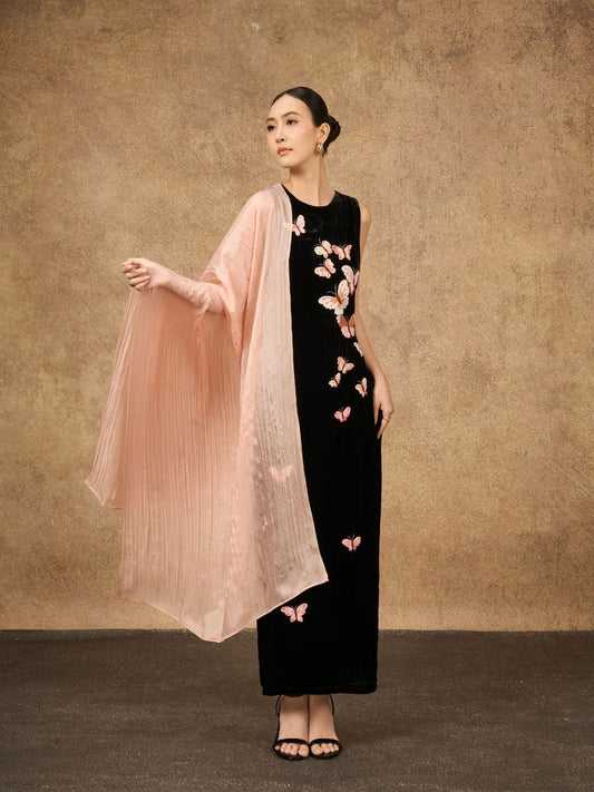 Apricot Pink Silk Scarf – Hand-Dyed Mulberry Silk, Bridesmaid & Day Wrap