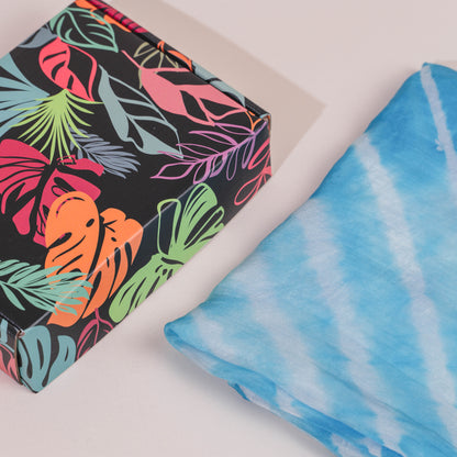 Turquoise Blue Marble Silk Habotai Scarf- Hand Tie Dyed Luxury from Vietnam