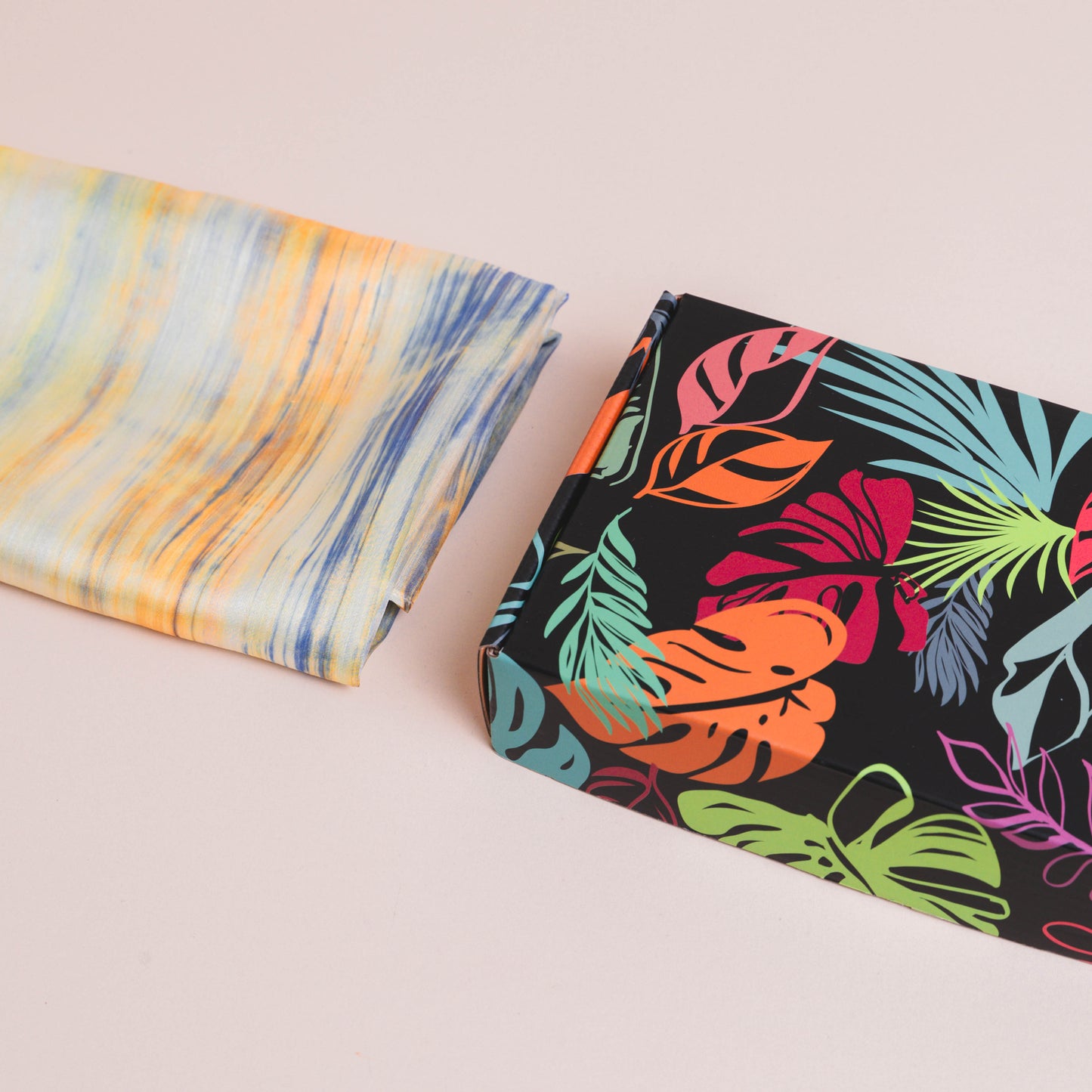 Stripe White Blue Silk Habotai Scarf