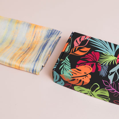 Stripe White Blue Silk Habotai Scarf