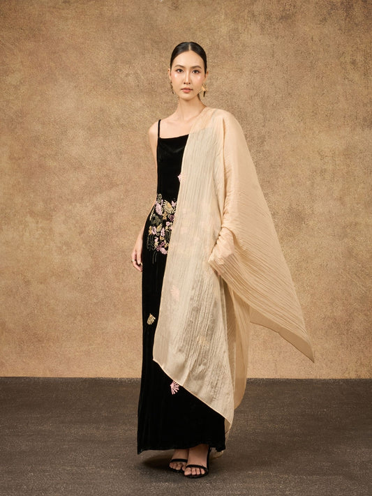 Champagne Gold Silk Scarf – Hand-Dyed Mulberry Silk, Wedding & Bridesmaid Wrap