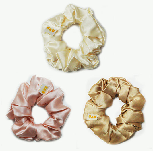 Set of 3 Large Silk Satin Scrunchies (Mixed Colour)