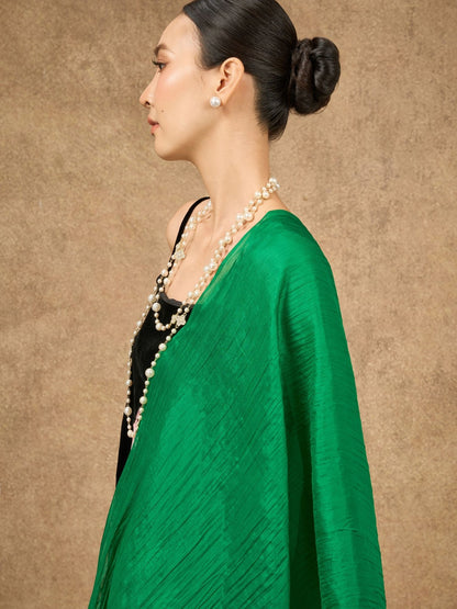 Emerald Green Silk Scarf – Hand-Dyed Mulberry Silk, Wedding & Eid Wrap