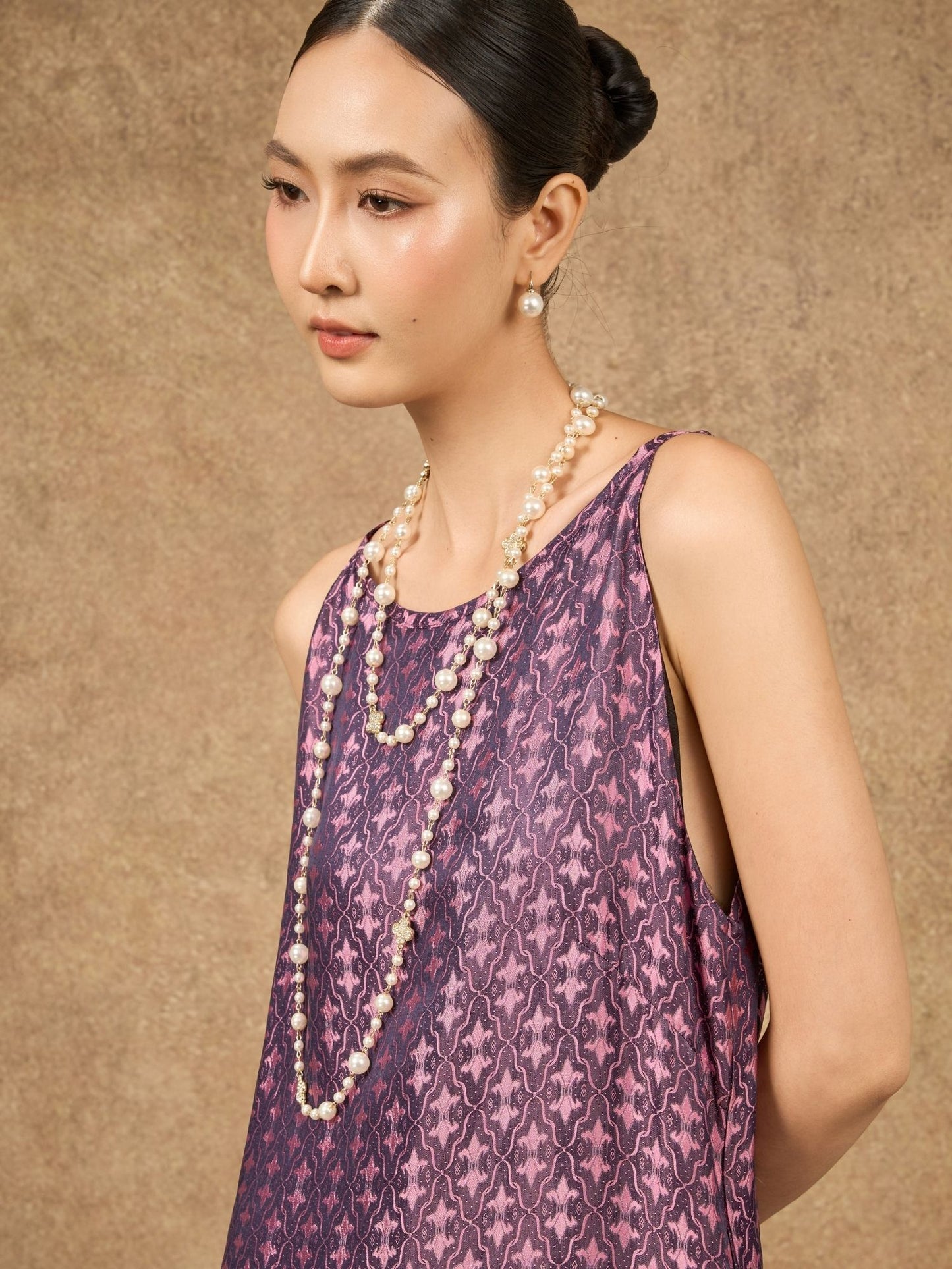 Aurora Mulberry Plum Hand-Dyed Silk Jacquard Maxi Dress