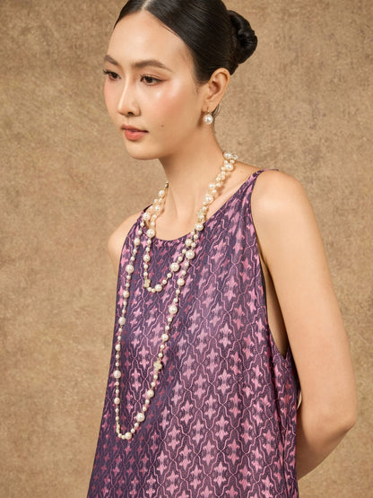 Aurora Mulberry Plum Hand-Dyed Silk Jacquard Maxi Dress