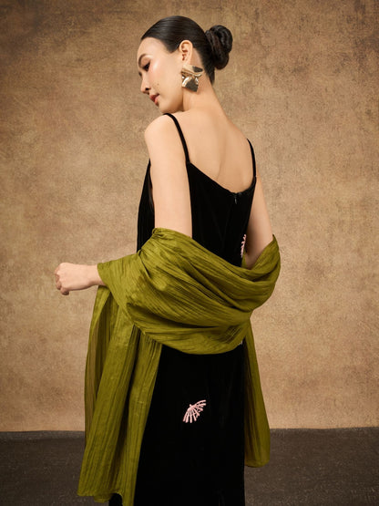 Olive Green Silk Scarf – Hand-Dyed Mulberry Silk, Headscarf & Everyday Wrap