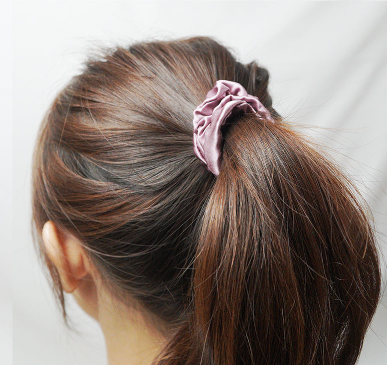 Medium Silk Satin Scrunchie Dark Peach