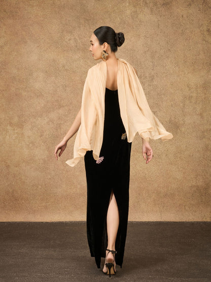 Champagne Gold Silk Scarf – Hand-Dyed Mulberry Silk, Wedding & Bridesmaid Wrap