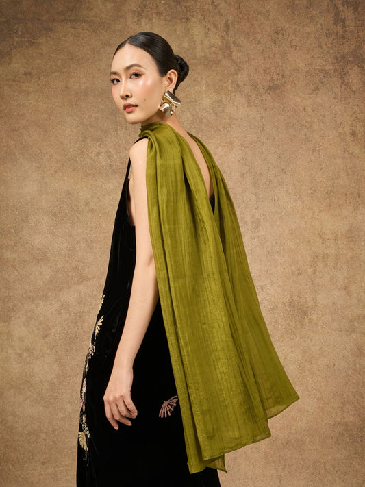 Olive Green Silk Scarf – Hand-Dyed Mulberry Silk, Headscarf & Everyday Wrap