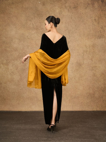 Gold Silk Scarf – Hand-Dyed Mulberry Silk, Wedding & Eid Evening Wrap
