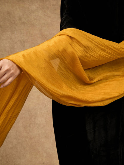 Gold Silk Scarf – Hand-Dyed Mulberry Silk, Wedding & Eid Evening Wrap