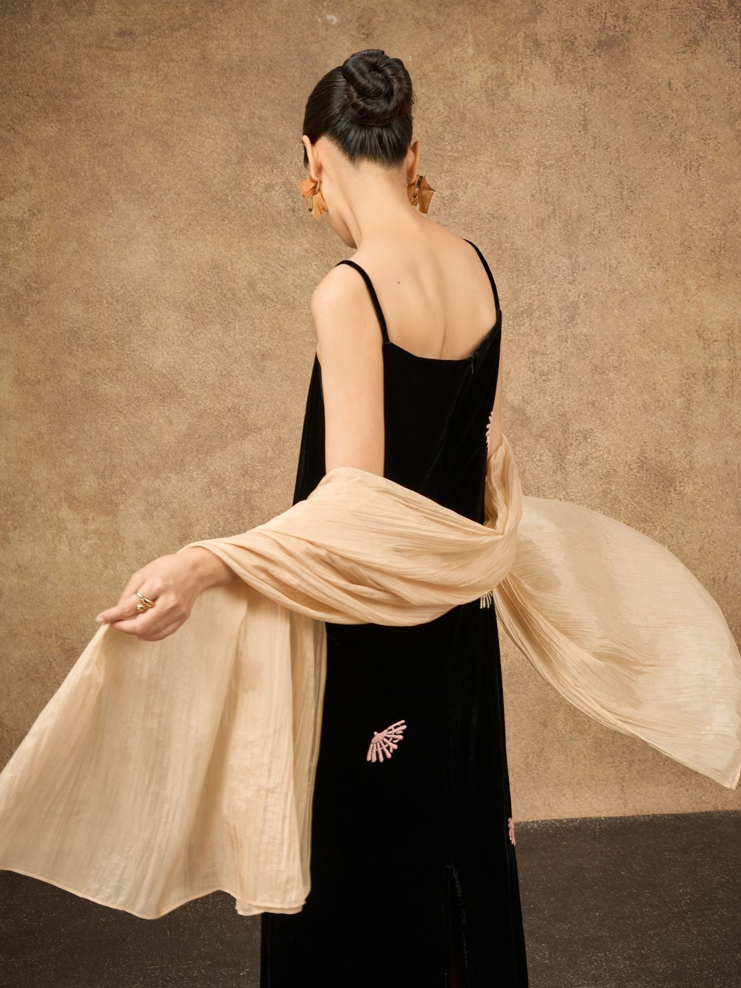 Champagne Gold Silk Scarf – Hand-Dyed Mulberry Silk, Wedding & Bridesm – Silk & Bears