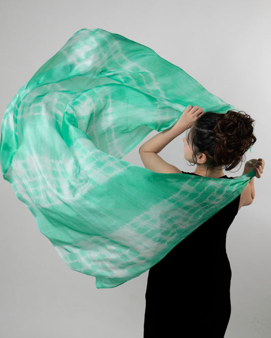 Mint Jade Green Silk Scarf – Hand-Dyed 100% Mulberry Silk Wrap-  Lightweight Luxury Shawl