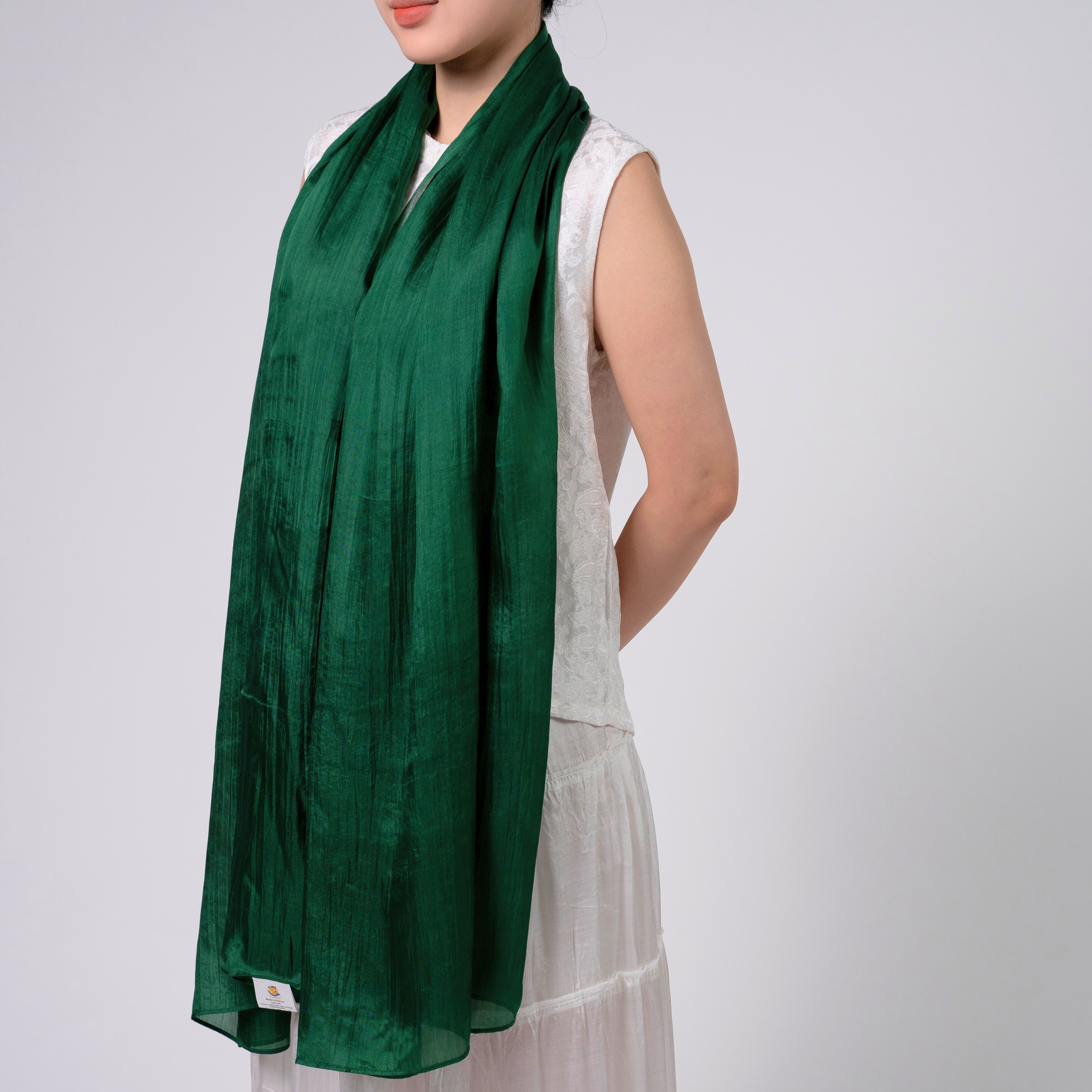 Forest Green Silk Scarf – Hand-Dyed Mulberry Silk Shawl