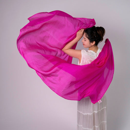 Luxury Hand-Dyed Mulberry Silk Scarf – Fuchsia Pink Shawl Wrap | 100% Pure Silk, Lightweight & Elegant
