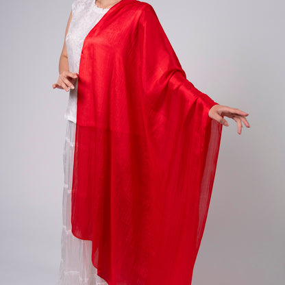 Bright Red Silk Scarf – Hand-Dyed Mulberry Silk, Christmas Gift & Wedd – Silk & Bears