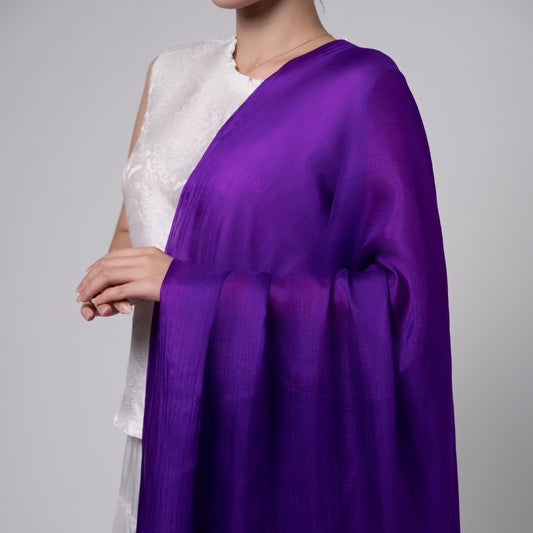 Luxury Hand-Dyed Mulberry Silk Scarf – Deep Purple Shawl Wrap | 100% Pure Silk, Lightweight & Elegant