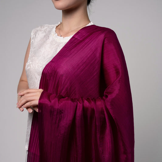 Plum Magenta Mulberry Silk Scarf – Luxury Handwoven Shawl | Sheer Evening Wrap | Wedding & Gift Accessory