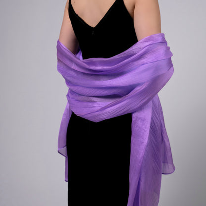 Lilac Mulberry Silk Scarf – Luxury Hand-Dyed Shawl | Sheer Lightweight Wrap | Elegant Gift for Her