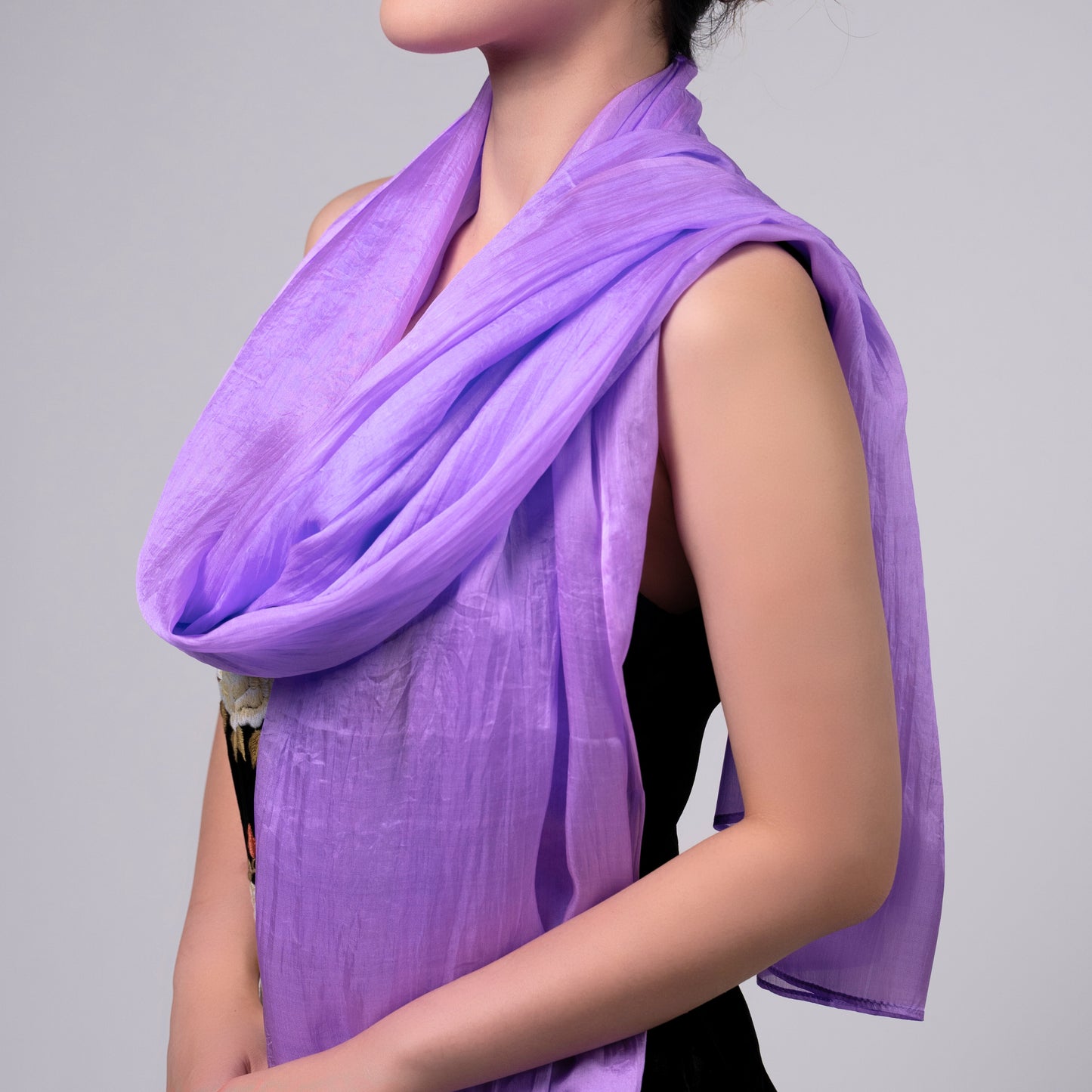 Lilac Mulberry Silk Scarf – Luxury Hand-Dyed Shawl | Sheer Lightweight Wrap | Elegant Gift for Her