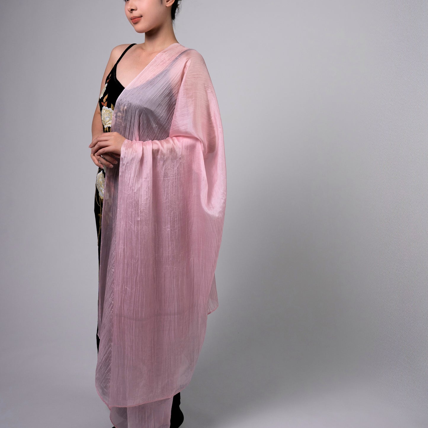 Hand-Dyed Mulberry Silk Scarf – Light Pink | Elegant Sheer Shawl & Wrap | Luxury Gift for Women