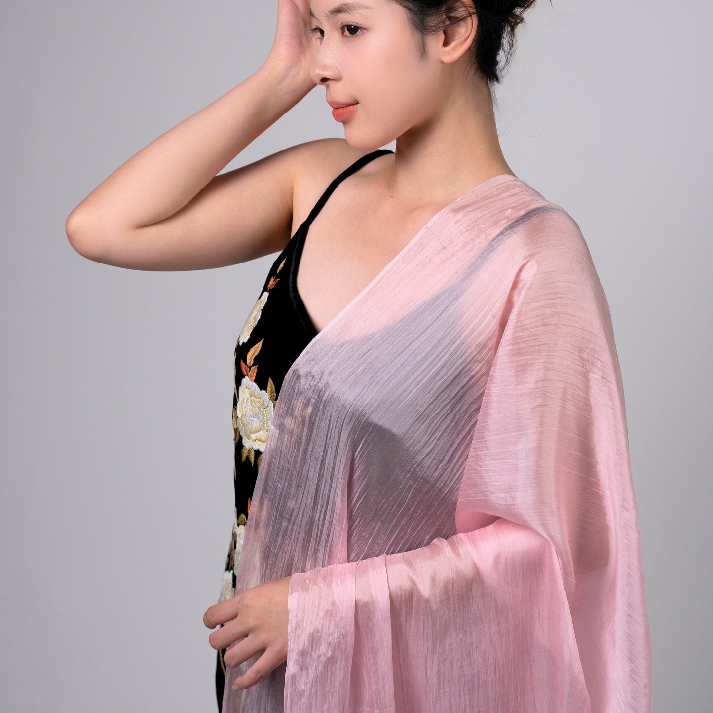 Hand-Dyed Mulberry Silk Scarf – Light Pink | Elegant Sheer Shawl & Wrap | Luxury Gift for Women