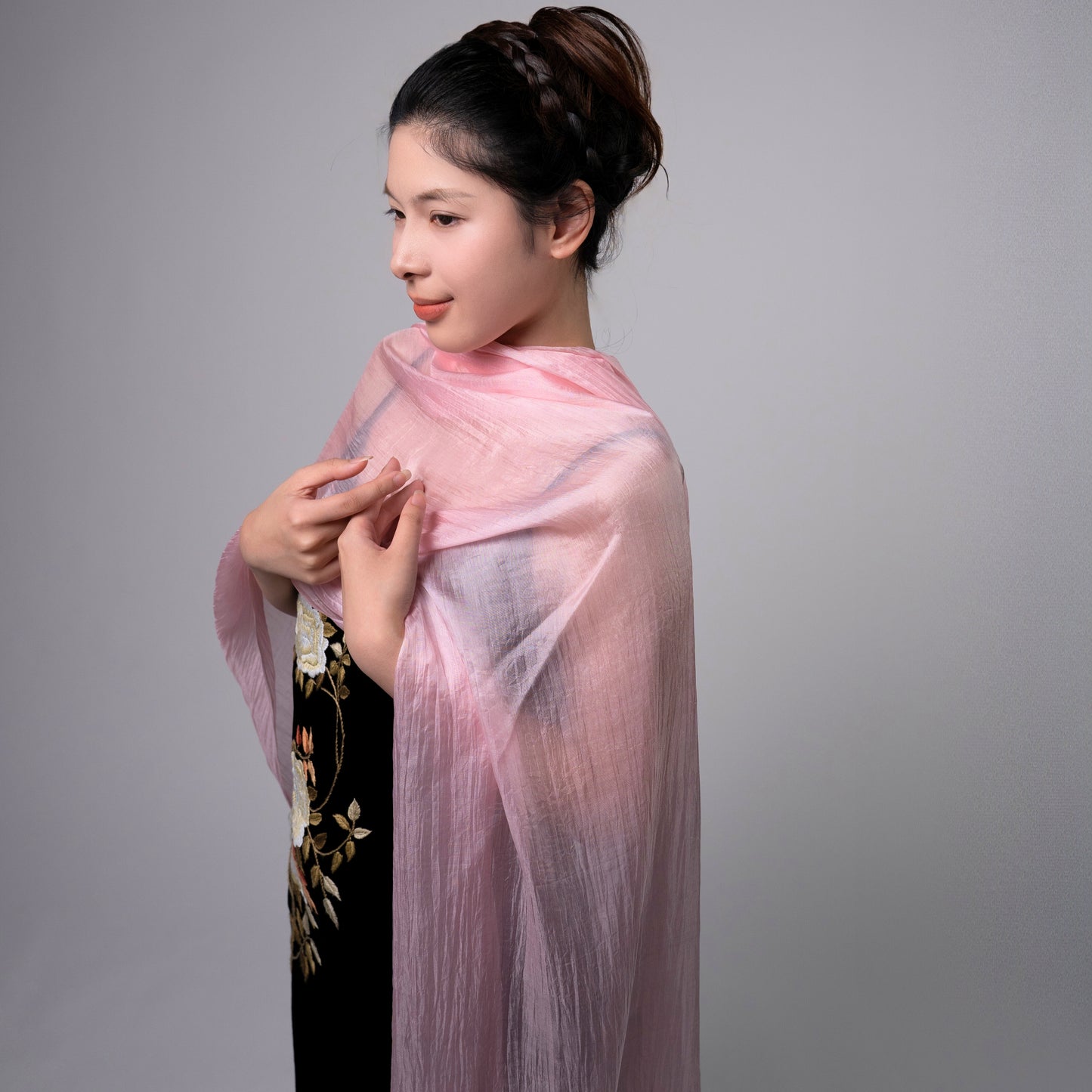 Hand-Dyed Mulberry Silk Scarf – Light Pink | Elegant Sheer Shawl & Wrap | Luxury Gift for Women