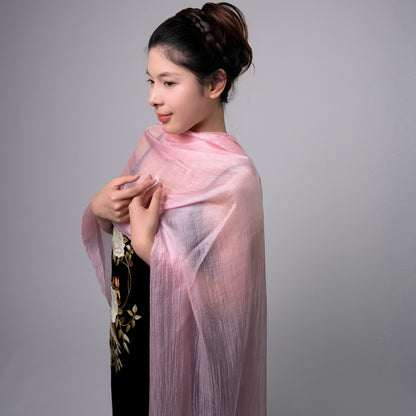 Hand-Dyed Mulberry Silk Scarf – Light Pink | Elegant Sheer Shawl & Wrap | Luxury Gift for Women