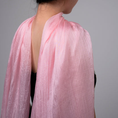 Hand-Dyed Mulberry Silk Scarf – Light Pink | Elegant Sheer Shawl & Wrap | Luxury Gift for Women