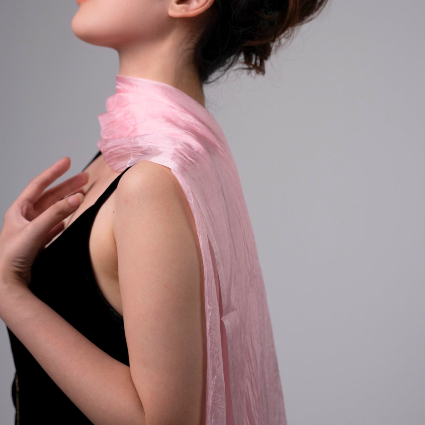 Hand-Dyed Mulberry Silk Scarf – Light Pink | Elegant Sheer Shawl & Wrap | Luxury Gift for Women
