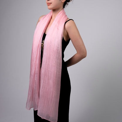 Hand-Dyed Mulberry Silk Scarf – Light Pink | Elegant Sheer Shawl & Wrap | Luxury Gift for Women