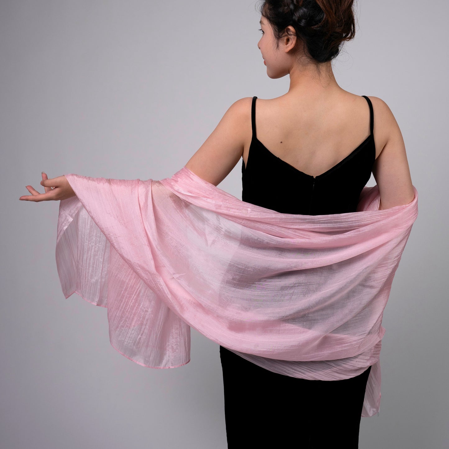 Hand-Dyed Mulberry Silk Scarf – Light Pink | Elegant Sheer Shawl & Wrap | Luxury Gift for Women