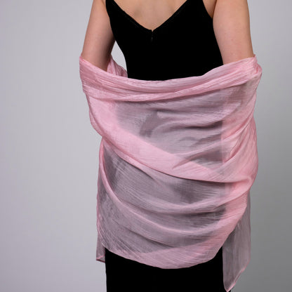 Hand-Dyed Mulberry Silk Scarf – Light Pink | Elegant Sheer Shawl & Wrap | Luxury Gift for Women