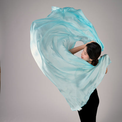 Ice blue hand-dyed mulberry silk scarf by Silk & Bears, made in Vietnam