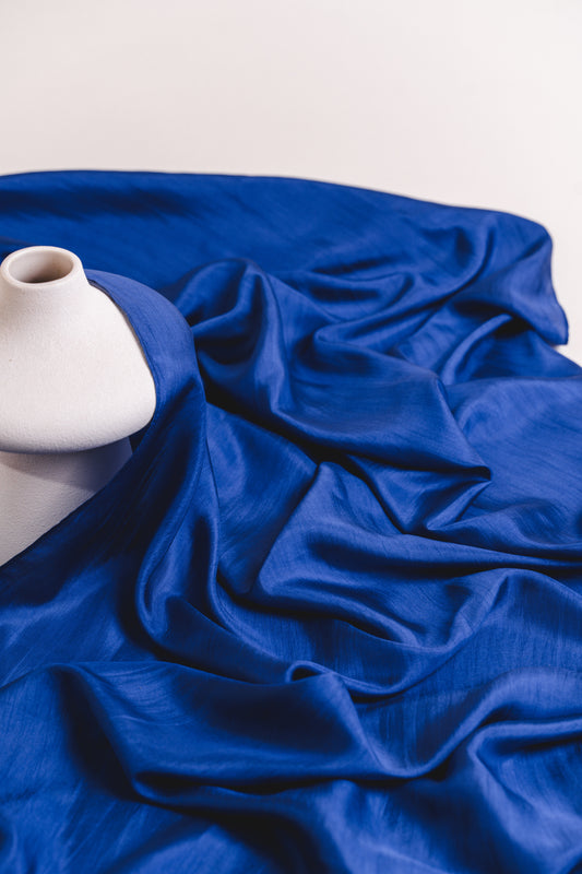 Royal Blue Silk Habotai Scarf –Hand Dyed Luxury from Vietnam