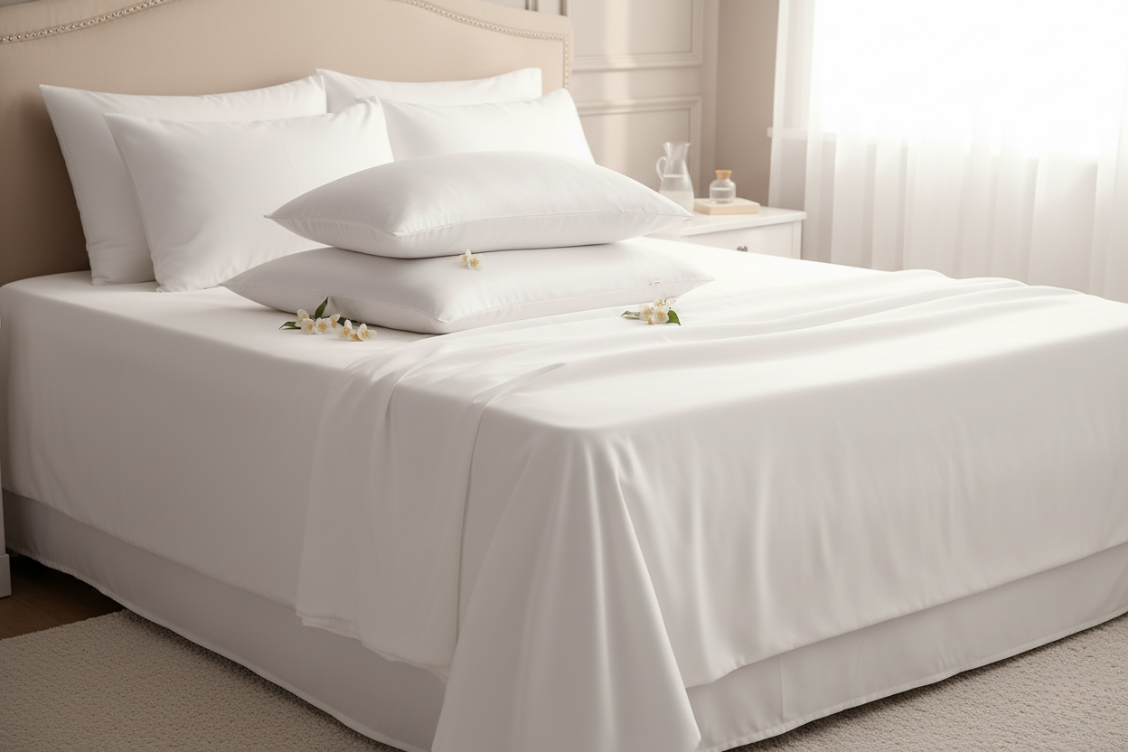 Pearl white mulberry silk pillowcase, showing the envelope closure