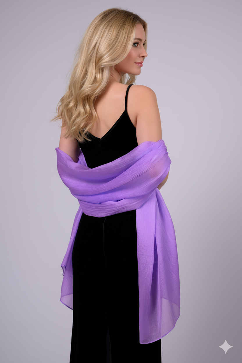 Lilac Mulberry Silk Scarf – Luxury Hand-Dyed Shawl | Sheer Lightweight Wrap | Elegant Gift for Her
