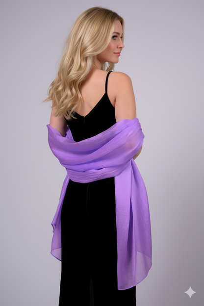 Lilac Mulberry Silk Scarf – Luxury Hand-Dyed Shawl | Sheer Lightweight Wrap | Elegant Gift for Her