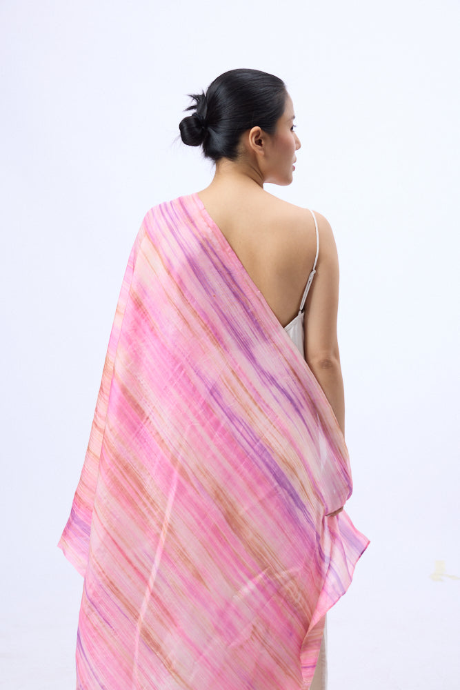 Hand-Dyed Pink & Violet Mulberry Silk Scarf – Naturally Dyed Habotai Silk, Lightweight & Luxurious Gift