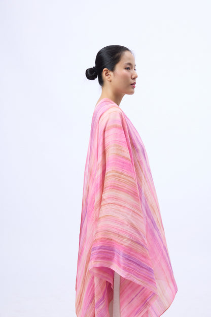 Hand-Dyed Pink & Violet Mulberry Silk Scarf – Naturally Dyed Habotai Silk, Lightweight & Luxurious Gift