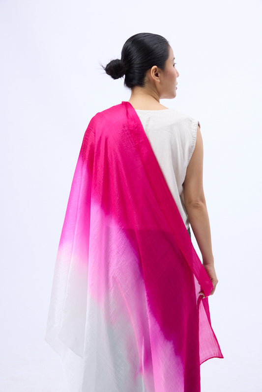 Ombre Hot Pink Silk Habotai Scarf – Hand Dyed Luxury from Vietnam
